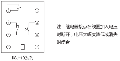 DSJ-11斷電延時時間繼電器內部接線及外引接線圖(背視圖)圖片